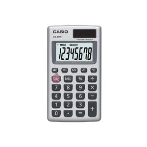 Casio HS-8VA Mini 6-Function Calculator | Large 8-Digit LCD Display | Solar Powered with Battery Backup | Standard Function | Portable Pocket Size And 3M Mount Tape 110 1/2x75
