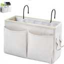 Bedside Caddy Organizer/Bedside Hanging Storage Bag Multi-Function Caddy for Bunk bed Hospital Beds Dorm Bed Rails, Holders Books Glasses Phones Magazine(White)