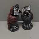 2 Pack Fake Owl Decoys to Scare Birds Away, Rotating Head Bird Deterrents, Nature Enemy Scarecrow Plastic Statues, Pest Repellent for Gardens and Patios