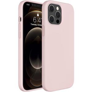 Miracase Compatible with iPhone 12 Pro Max Case, [Soft Anti-Scratch Microfiber Lining], Liquid Silicone Case Gel Rubber Shockproof Drop Protection Phone Case for 12 Pro Max(Sand Pink)