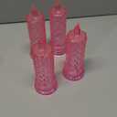 Rose Shadow LED Flameless Candles, 4PCS Romantic Battery Operated Candles Led Pillar Candles for Valentines Romantic Propose Anniversary Wedding Decorations(Pink, D 2.5" x H 7.2")