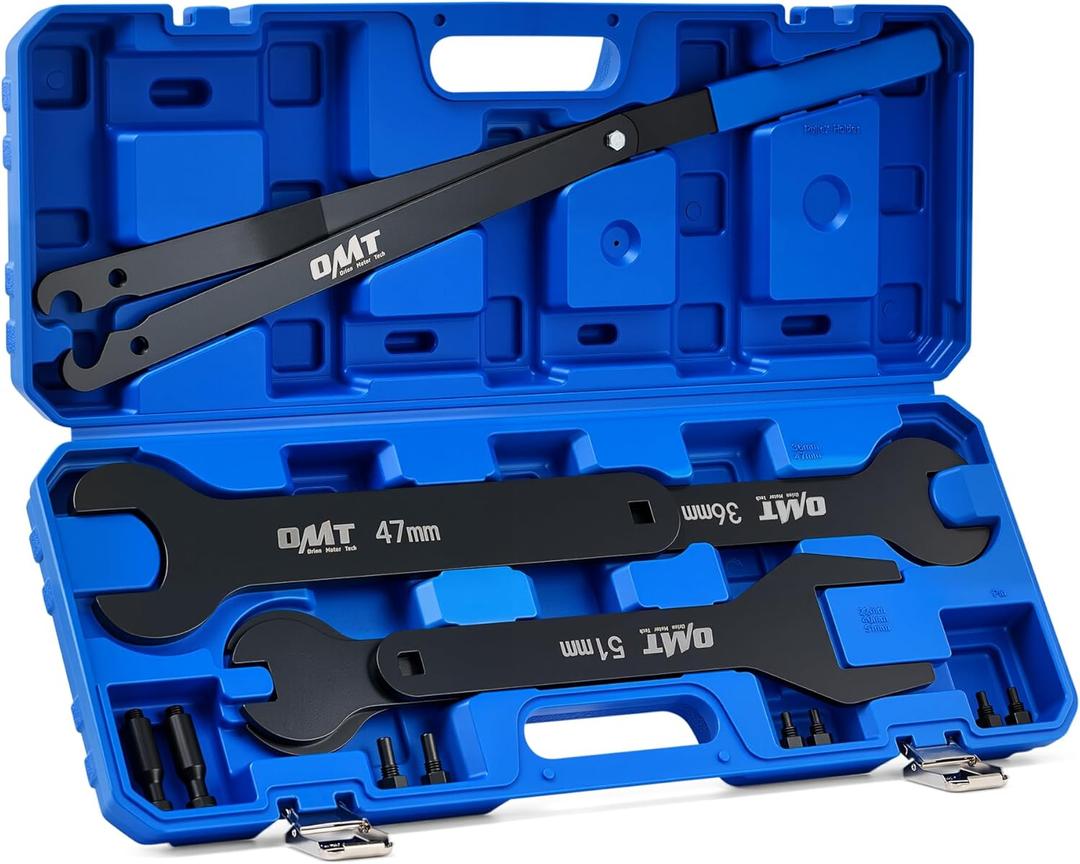 Orion Motor Tech 15pc Fan Clutch Wrench Set, Heavy-Duty Fan Clutch Tools Compatible with Ford GM Dodge Trucks, Fan Clutch Removal Tool Kit with 22 36 40 47 51 mm Wrenches Pulley Holder Pins