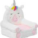 Amazon Basics Children's Plush Toddler Chair for Bedroom, Easy to Clean, Unicorn, Medium, Multicolor