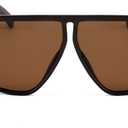 FEISEDY Square Oversized Sunglasses for Women Men Flat Top Fashion Shades B2669 (Brown)