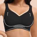 Women's Seamless Wireless Bras No Underwire Push Up Bra Stylish Hollow Out Bralette Full Coverage T Shirt Bra (Black, M)