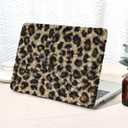 Seorsok Compatible with MacBook Pro 13 inch Case M2 2023,2022,2021-2016 A2338 M1 A2251 A2289 A2159 A1989 A1708 A1706,Leopard Print Soft Plush Skin Leather Plastic Hard Shell Case&Keyboard Cover,Brown