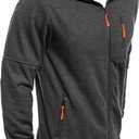 Men's Zip Up Fleece Hoodie Lightweight Sweatshirt Long Sleeve Sports Hooded Jacket with Zipper Pockets Dark Grey