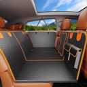 Dog Car Seat Cover for Back Seat, Upgraded PU Leather Back Seat Extender with Hard Bottom Holds 440lbs, Waterproof Anti-Scratch Pet Backseat Protector Dog Hammock for Car, SUV & Small Truck (Black)