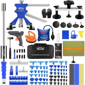 AUTOPDR Fully Upgraded Paintless Dent Removal Kit for Car Dent Repair, with Glue Remover, Line Board, and Spiralized Slide Hammer T-Bar - Ideal for Doors, Fenders and Suitable for 98% of Car Dents