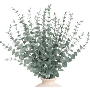 24pcs Artificial Eucalyptus Stems, Fake Greenery Leaves for Floral Arrangements, Home Office, Wedding Centerpiece, Christmas Party Decor