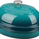 Enameled Oval Cast Iron Dutch Oven Pot with Lid, Bread Dutch Oven for Sourdough Bread Baking, Dutch Oven Bread, Bread Oven, 6QT, Darkcyan