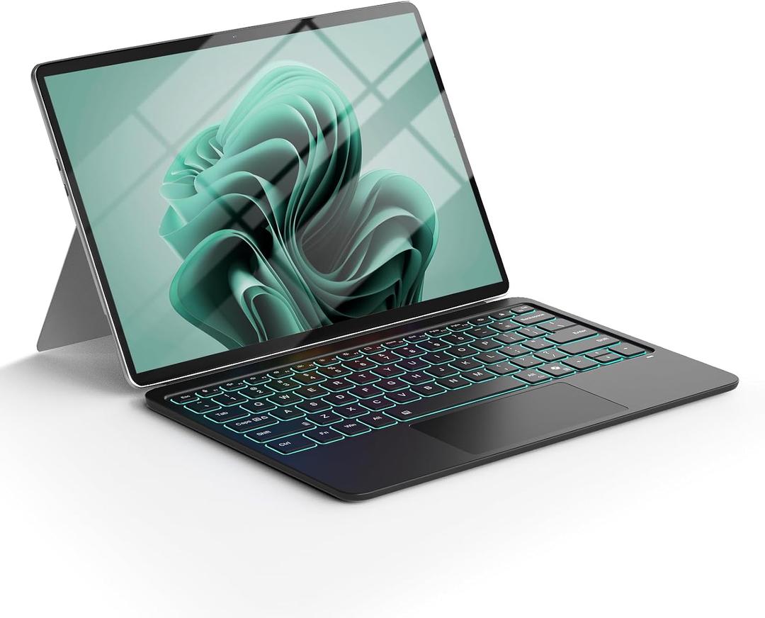 Surface Pro 12 Keyboard for Microsoft Surface Pro 12" Device 2025, 7-Color Backlits Type-Cover Bluetooth Wireless Magnetic Ultra Slim Keyboard with Multi-Touch Trackpad, USB-C Rechargeable Battery