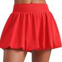 Bubble High Waisted Tennis Skirts for Women Casual Athletic Mini Ruffled Hem Balloon Skort with Side Pockets, M