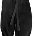 OYOANGLE Men's Harem Pants with Pocket Baggy Aladdin Hippie Loose Fit Elastic Waist Wide Leg Japanese Pants XXL