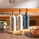 Sweejar Ceramic Olive Oil Dispenser Bottle for Kitchen Counter, 20 oz Oil Dispenser with Gold Spout, Avocado Oil Cruet for EVOO, Vinegar, Oil Container for Cooking, Pack of 1 (White)