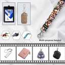 Lanyardio Stretchy Scrunchie Lanyard for ID Badges Keys, Cute Teacher Lanyard for Women with 2 Card Holders 19.6 Inch (Pink Flowers)