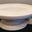 Place & Time Cake / Cupcake Stand Ceramic w/ White Climbing Bunnies EASTER