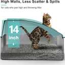 Stainless Steel Litter Box | XXL Deepened 8" Design Enclosed Box with Lid for Big Cats | High Sided, Anti-Urine Leakage | Non-Stick Bottom & Includes Litter Mat & Metal Scoop (Turquoise)