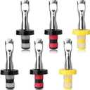 6pcs Reusable Wine Stoppers, Silicone Vacuum Bottle Stopper,Expanding Manual Beverage Bottle Stopper,Wine Bottle Airtight Seal Cork