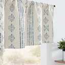 jinchan Geometric Striped Boho Valance Curtains Blackout Double Layer Valance for Windows Farmhouse Window Treatment for Kitchen Living Room Bedroom Rod Pocket 2 Panels Black on Beige, 52" W x 63"  