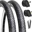 Hycline 26x2.125 Cruiser Bike Tires Set: 2-Pack 26-inch Premium Butyl Rubber High-Performance Folding Replacement Bicycle Tires for Beach Cruiser and Urban Commuting Bicycle (White)