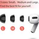 Lanwow Premium Memory Foam Tips for AirPods Pro 1st & 2nd Gen. No Silicone Eartips Pain. Anti-Slip Eartips. Fit in The Charging Case, 3 Pairs (S/M/L, Black)
