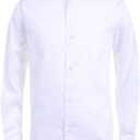 Calvin Klein Boys' Long Sleeve Buttoned Cuffs & Shirttail Hem Sateen Dress Shirt (14, White)