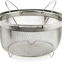 RSVP International Mesh Colander Strainer Basket with Folding Handles, 3 Quarts | For Pasta, Frying, & Salads | Dishwasher Safe | Use in Pressure Cookers | Steaming, Draining & Rinsing (Stainless Steel Mesh)