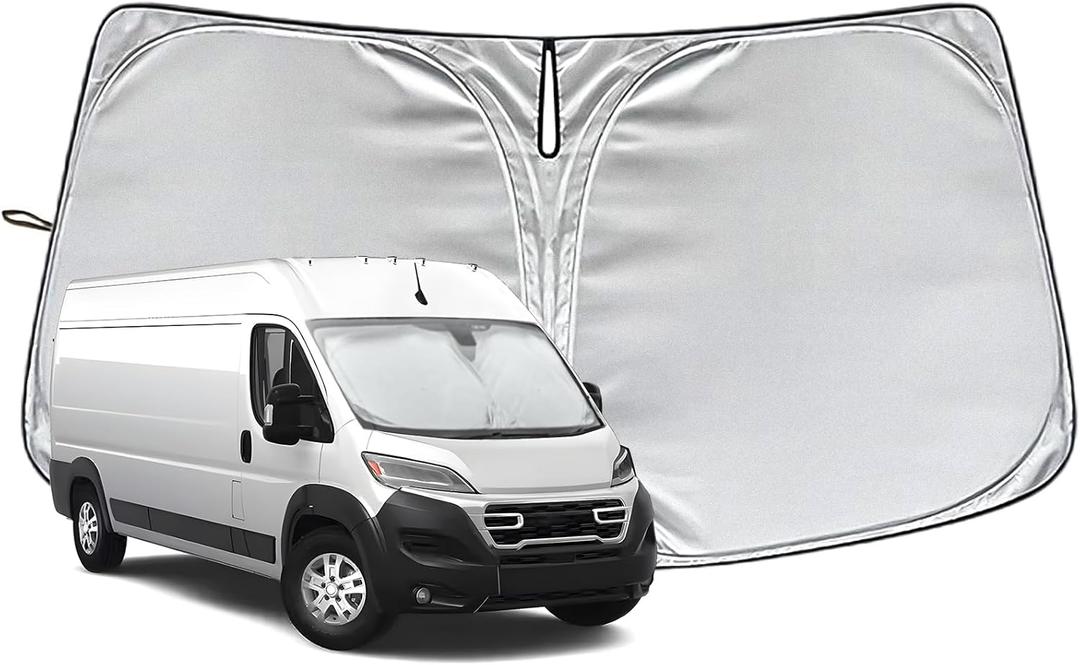 Fit for Dodge Ram ProMaster 2014-2025 Windshield Sunshade, Customized for Ram ProMaster Full Size Cargo Van, Automatic Car Sun Shield Accessories, Blocks UV Rays, Keeps Vehicle Cooler