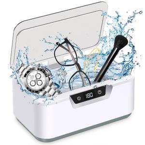 Ultrasonic Jewelry Cleaner Machine: Ring Cleaner Ultrasonic, 48Khz Sonic Cleaner for Necklaces, Eyeglasses, Watch Strap, Dentures - Digital Timer, 4 Time Modes, 304 Stainless Steel, 13.5oz