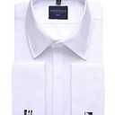Alimens & Gentle Men's Dress Shirts French Cuff Long Sleeve Regular Fit Tuxedo Cufflinks Shirt (17.5" Neck 36"-37" Sleeve, White)