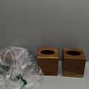 2 Pack Wooden Tissue Box Cover Bulk Square - Acacia Wood Tissue Box Holder for Tabletop Stands Bathroom Office- Decorative Facial Wood Tissue Box Cover for Modern Farmhouse Decor (Brown)