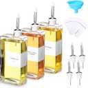 3 Sets Olive Oil Dispenser Bottles for Kitchen with Nozzles Funnel Labels Cooking Oil Dispenser 500ml Set for Kitchen Vinegar Coffee Syrup (Silver)