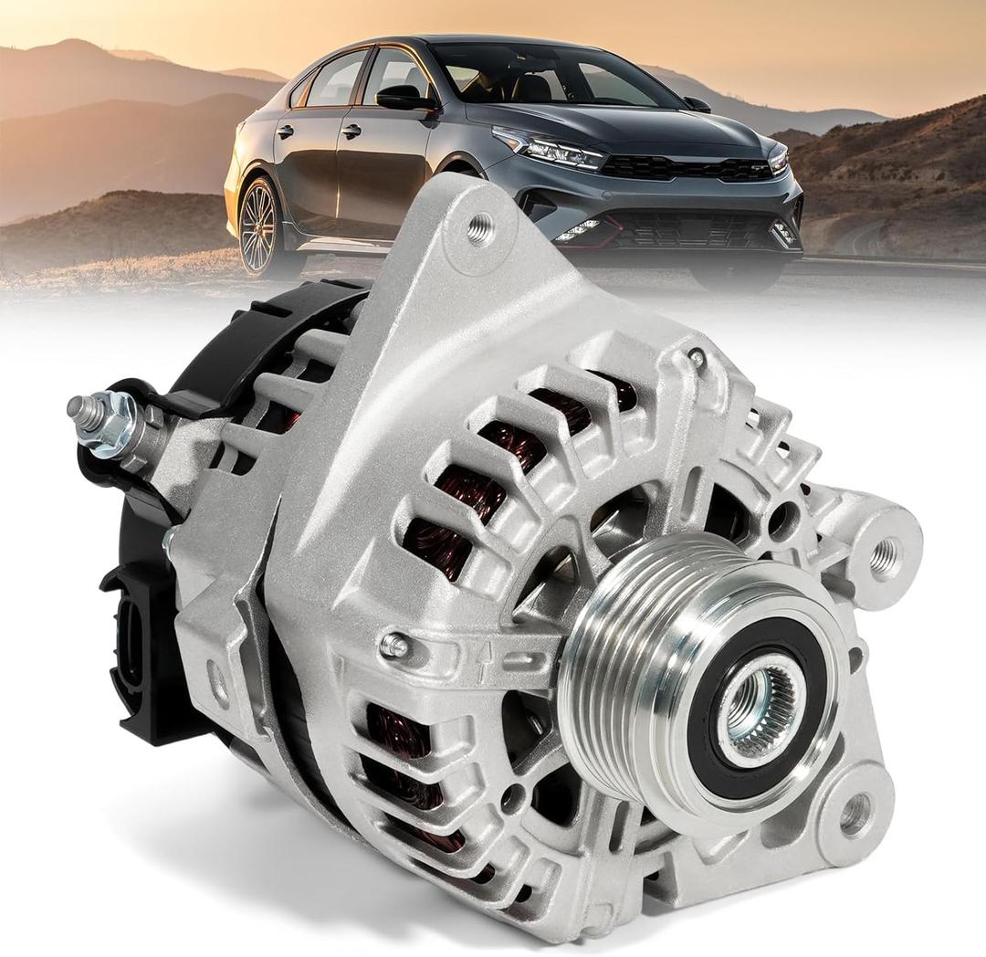 150A Alternator 37300-2E721 Fit for Hyundai Elantra|Kia Forte, 2.0L, l4 GAS, 2017 2018 2019 2020 2021 2022 2023 2024 - Replace 11934 6-Groove Clutch Pulley Clockwise Alternator Generator