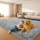 Fluffy Plush Shag Rug 5x7,Ultra Soft Rug for Living Room,Non-Slip Fuzzy Rugs for Bedroom,Carpet for Girl Boy Kids,Modern Indoor Home Decor Aesthetic,Light Gray