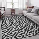 Boho 6‘x9’ Soft Area Rug with Nonslip Backing for Living Room, Bedroom, Dinning Room, Low Piles Carpet Mat Indoor and Outdoor Rug, Black&Gray