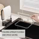 Suction Cup Foldable Metal & Plastic Sink Strainer - 50 Detachable Mesh Bags, Edge-Mounted Kitchen Drain Filter with Collapsible Basket, Anti-Slip Food Waste Catcher for Sink (black)