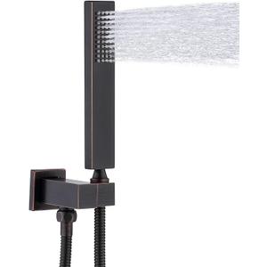 ENGA Square Solid Brass Hand Held Shower Head With Wall Connector and Hose Set (Oil Rubbed Bronze)