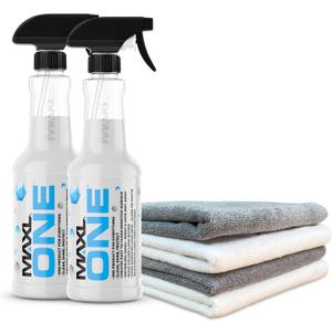 MAXLONE  Car Spray with Triphene Technology, Quick Spray & Wipe All Purpose Waterless Detailer - Clean, Shine, Protect Paint, Glass, Wheels, Trim Without Pre-Washing (2, 20oz w 4 Micro Fiber Cloth)