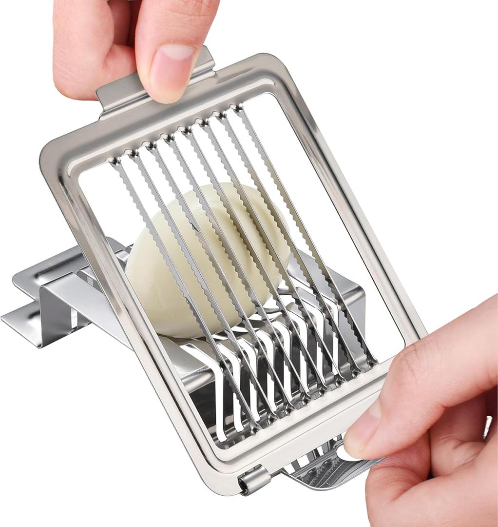 KITCHTIC Egg Slicer for Hard Boiled Eggs - Stainless Cutter for Eggs - Heavy Duty Egg Chopper - Dishwasher Safe Soft Fruit Slicer for Strawberry, Kiwi, Bananas
