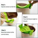 Clip On Strainer Silicone Pots and Pans, AUOON Pasta Strainer Clip on Food Strainer for Meat Vegetables Fruit Silicone Kitchen Colander, Green