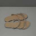 OYOANGLE Women's Rhinestone Strappy Open Toe Slide Sandals Slip on Casual Flat Sandals, Size 8.5