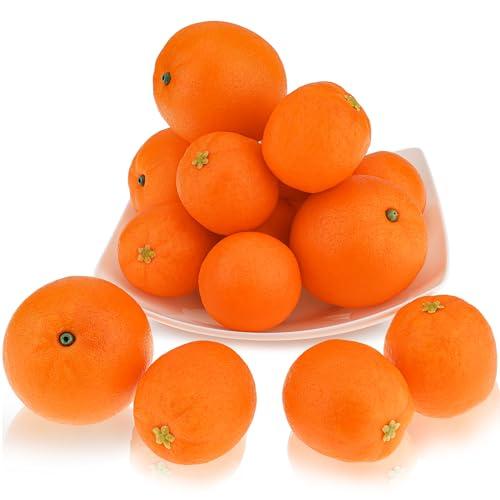 Folmywy 28 Pcs Artificial Oranges Decorative Fake Oranges for Bowls Filler Faux Realistic Fruit Decoration Simulation Plastic Fruits Model Display Christmas Festival Party Home Kitchen