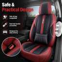 PU Leather Car Seat Covers, Universal Front 2 or Full 5 Seat Set, Waterproof Seat Protectors Easy Installation for Cars Trucks SUVs (Red, Front Pair)