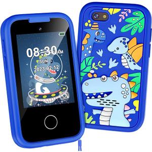 Kids Phone for Boys, Christmas Birthday Gifts for Boy Girl Age 3-10 Kids Toys Cell Phone, 2.8" Touchscreen Toddler Learning Play Toy Phone with Dual Camera, Game, Music Player, 8GB Card Blue