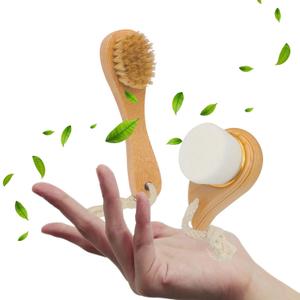 Zeutch Premium Face Scrubber Set, Facial Cleansing Brush for Exfoliator, Natural Bristle Face Scrubber for Lymphatic Drainage, Unclog Pores, Sensitive Skin, Reduce Ance, Glowing, 2 Pack