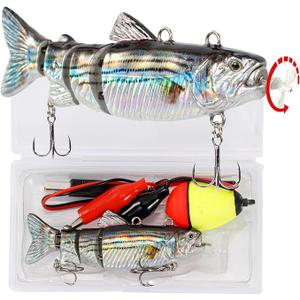 Electric Lures 3.5" USB Rechargeable LED Light Wobbler 4-Segement Multi Jointed Swimbait Hard Lures Fishing Tackle, 
Hybrid Striped Shad Specialty