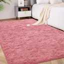 FVVRAX 3x5 ft Ultra Soft Shag Area Rug - Plush Fluffy Non-Shedding Carpet for Bedroom & Living Room, Modern Home Decor Bedside Runner for Kids Nursery Dorms, Easy Clean, Pink (Blush)