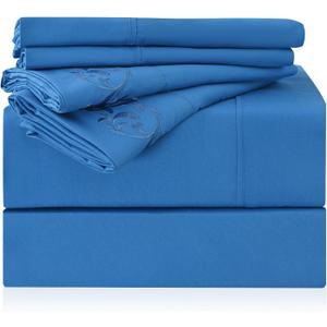 LONAVA Twin XL Size Sheet Set - 4 Piece Hotel Luxury Wrinkle-Free Microfiber Sheet, Oeko-TEX Certified, Breathable & Elastic, 16" Deep Pockets, Royal Blue