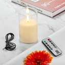 Flickering Flameless LED Candles, Battery Operated with 3D Wick, Last 1000+ Hours, Remote & Timer, Rechargeable Real Wax White Glass, Home Decor /3" x 4"